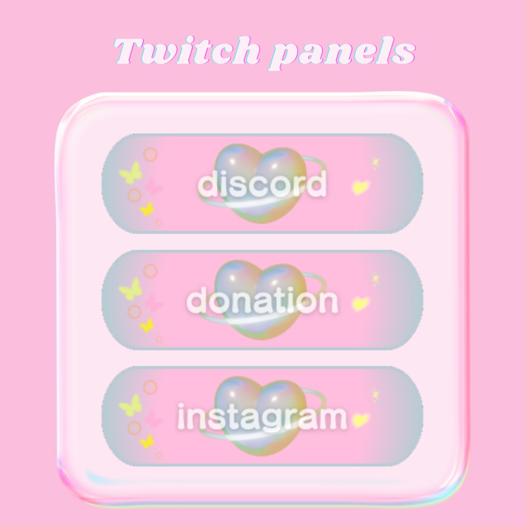 Twitchパネル・バナー・Twitch Panels【y2k heart】