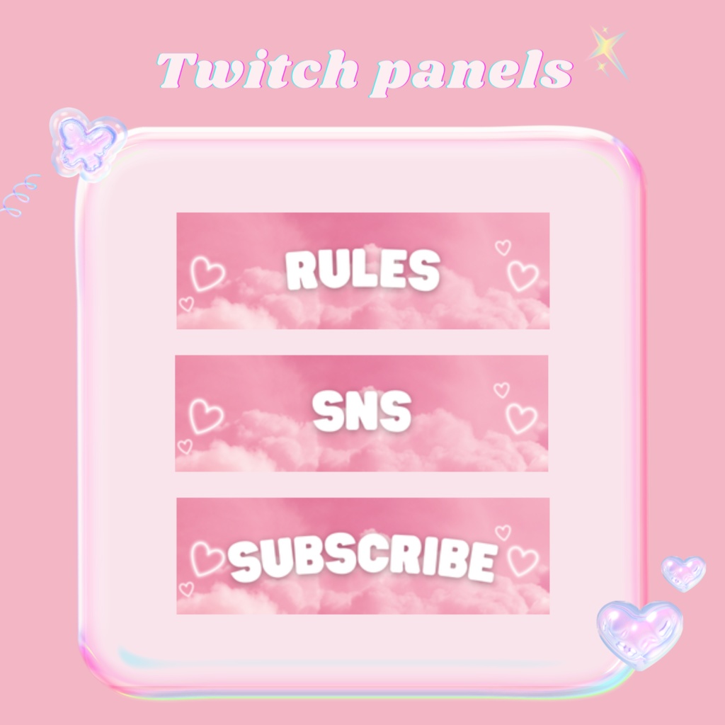 Twitchパネル・バナー・Twitch Panels【ゆめかわピンク】