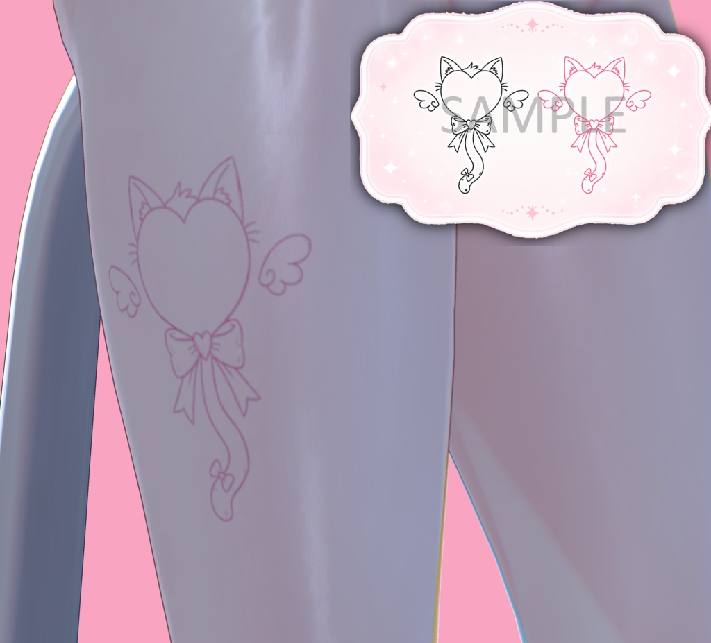 🐈⬛にゃんハートタトゥー🐈⬛ Cat Heart Tattoo 【VRChat】【タトゥーテクスチャ】