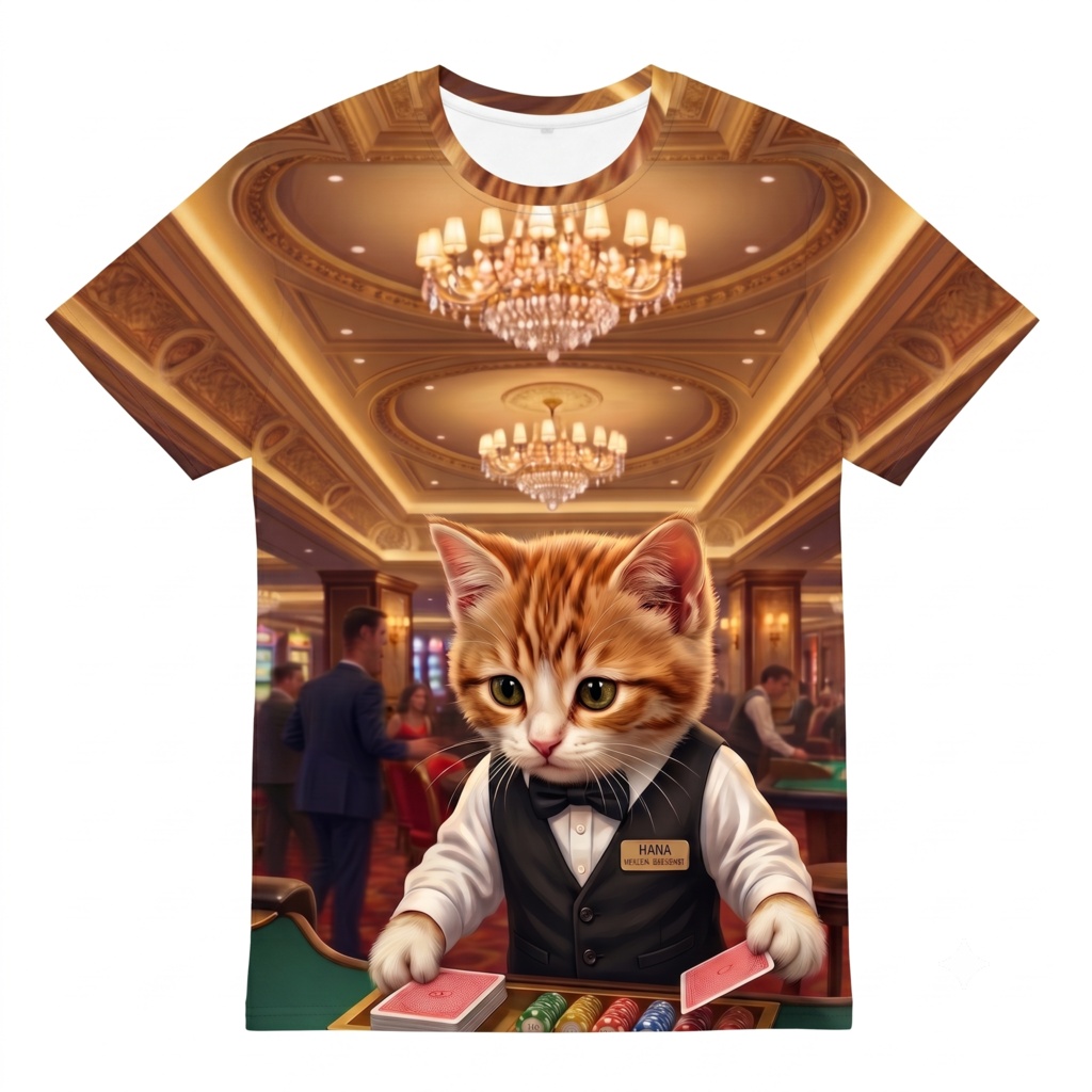【勝負服】もふもふディーラーが配る!カジノ猫Tシャツ