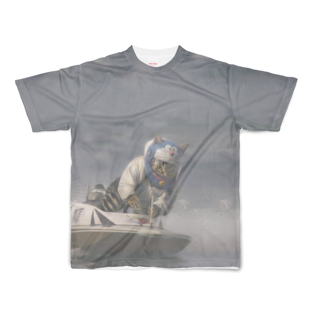新作】激走!モンキーターンを決める猫Tシャツ(競艇 / ドラヘル)
