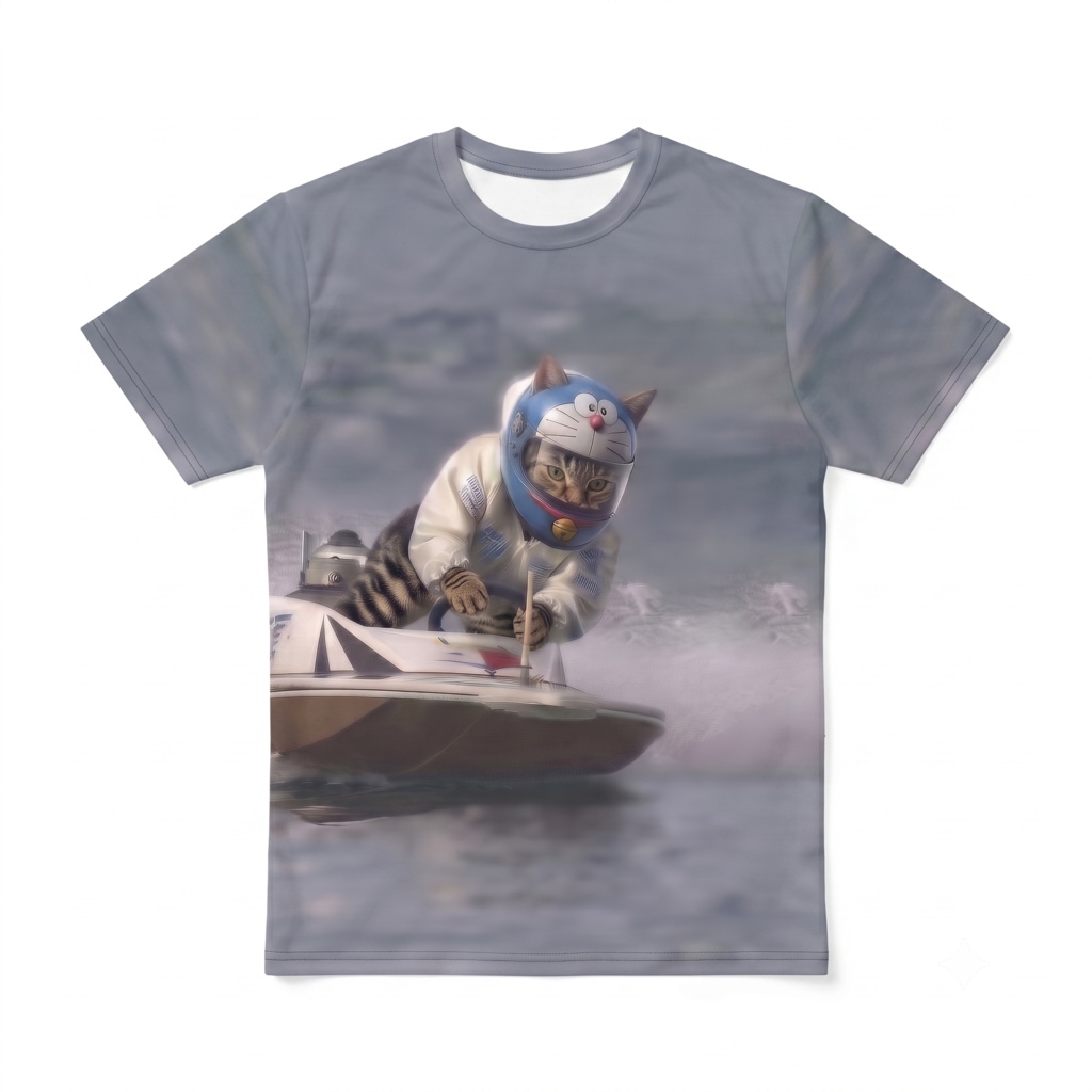 新作】激走！モンキーターンを決める猫Tシャツ（競艇 / ドラヘル）