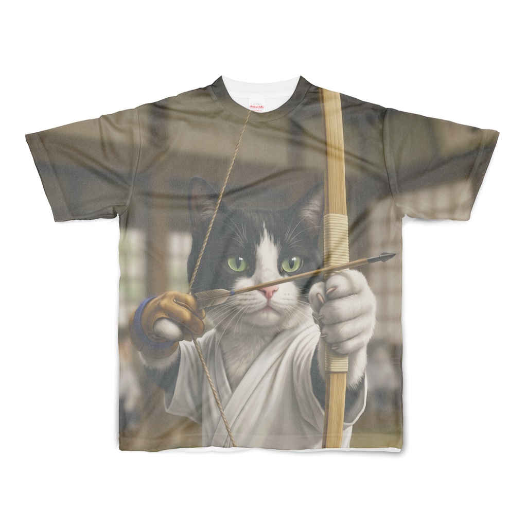 【フルグラフィックTシャツ】弓道猫の極み