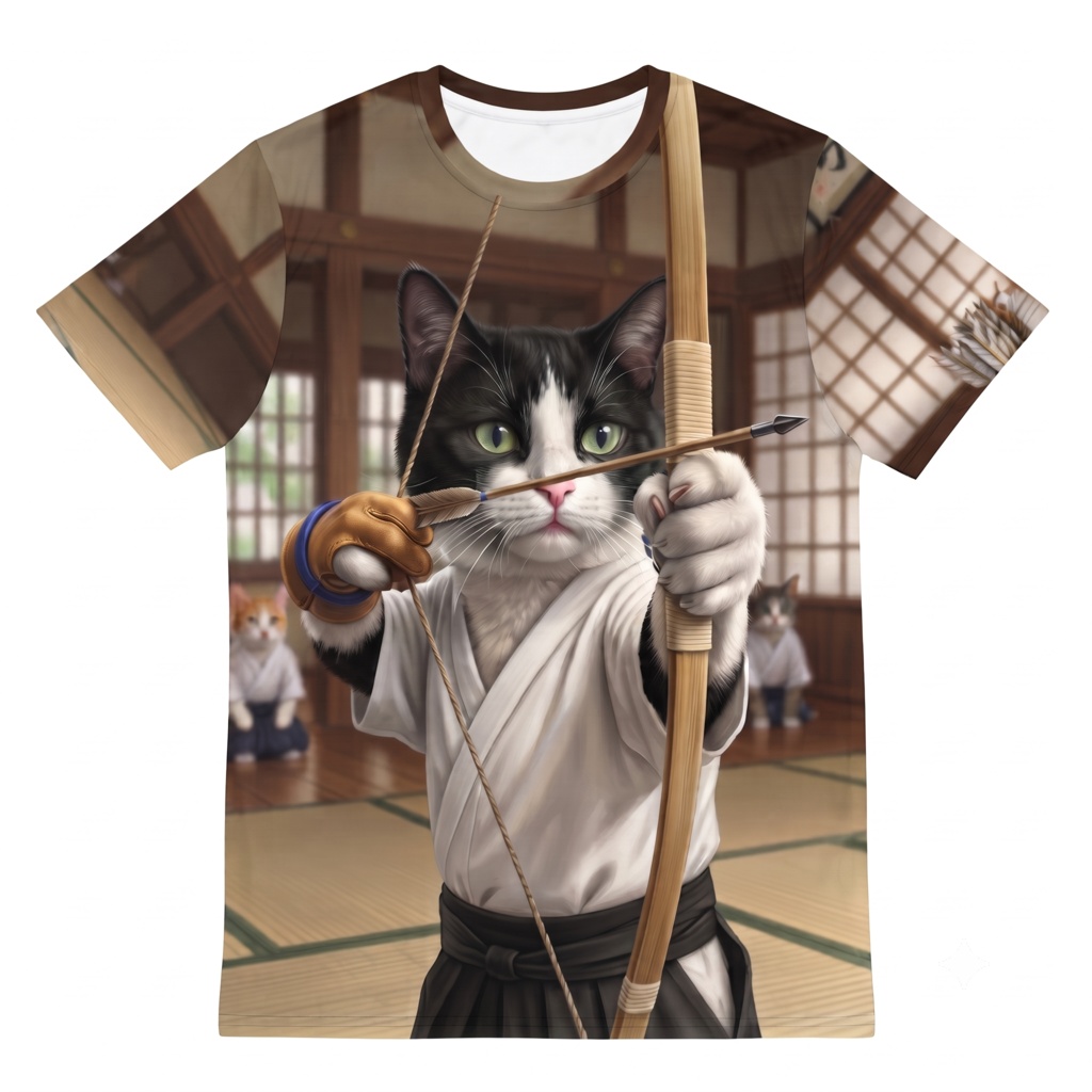 【フルグラフィックTシャツ】弓道猫の極み