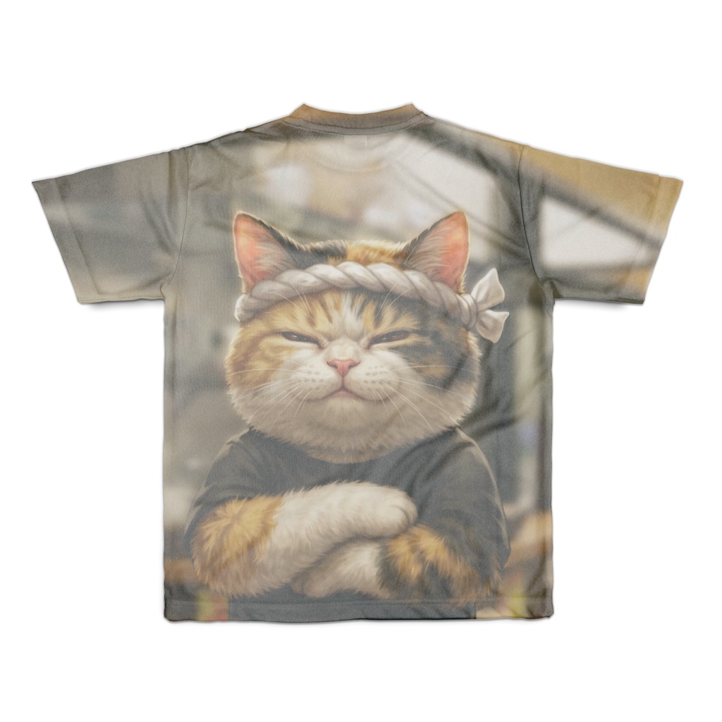 【両面フルグラフィック】至高の一杯・ラーメン職人猫Tシャツ