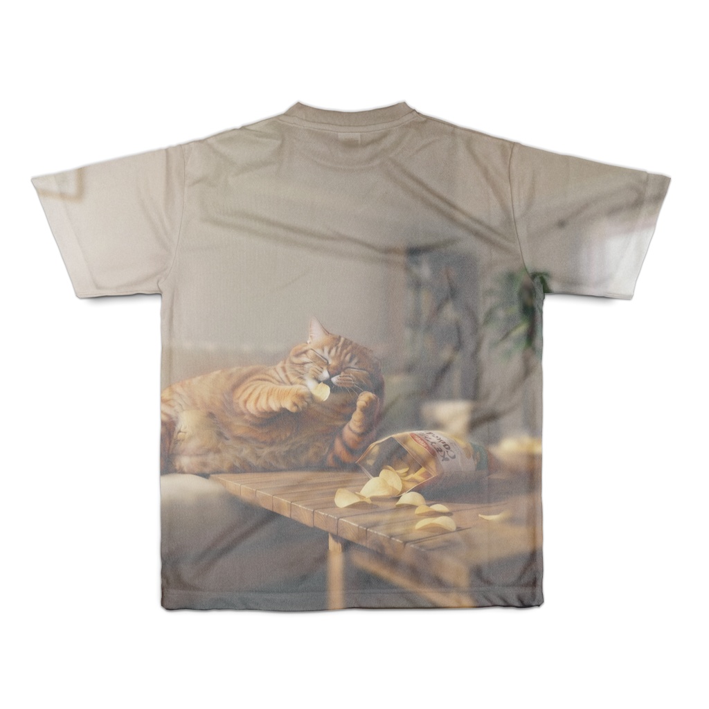 【フルグラフィック】福よ来い!わがままボディの看板猫Tシャツ