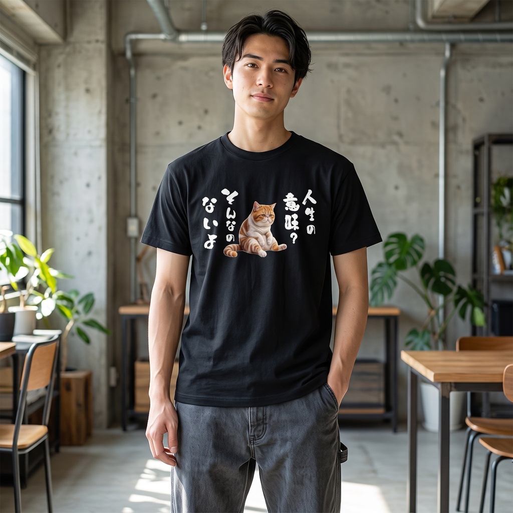 人生の意味?そんなのないよ Tシャツ【うつねこパキちゃん】
