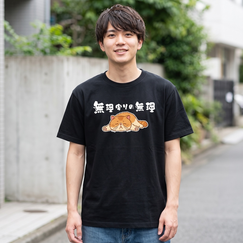 無理寄りの無理Tシャツ【うつ猫パキちゃん】