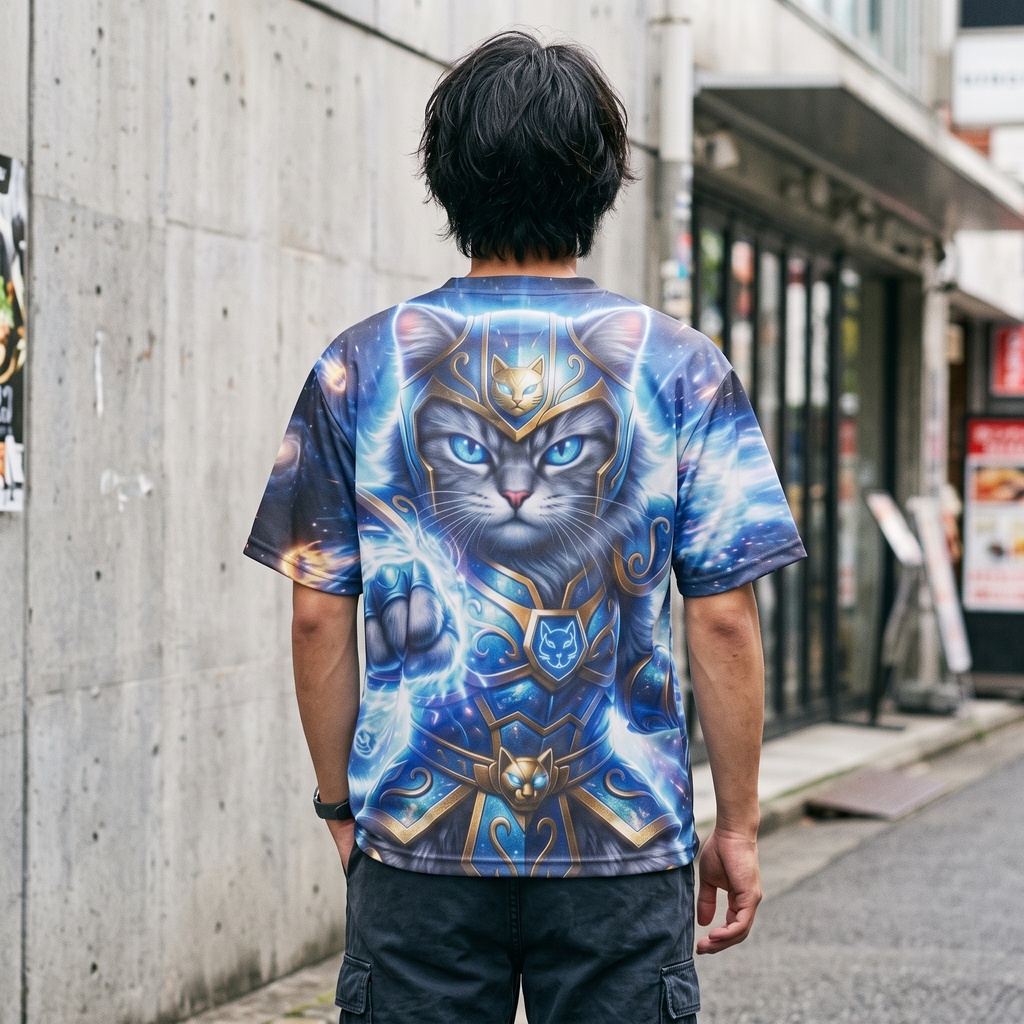 【両面フルグラフィックTシャツ】猫闘士流星拳・彗星拳