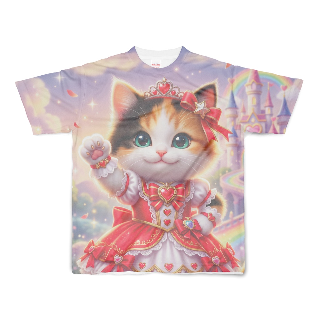 両面フルグラフィックTシャツ キュアニャンコ赤/ピンク