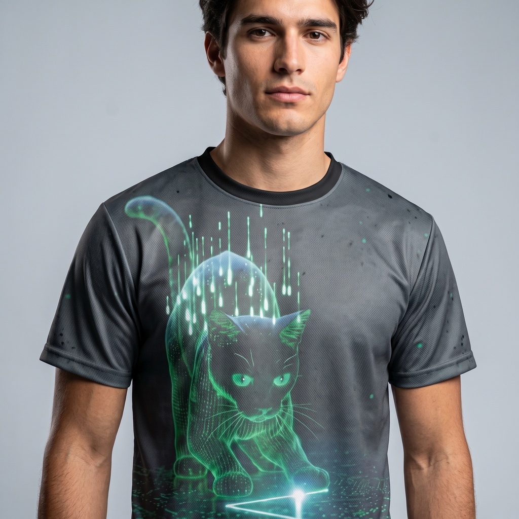 【サイバーパンク】Digital Phantom Cat フルグラフィックTシャツ