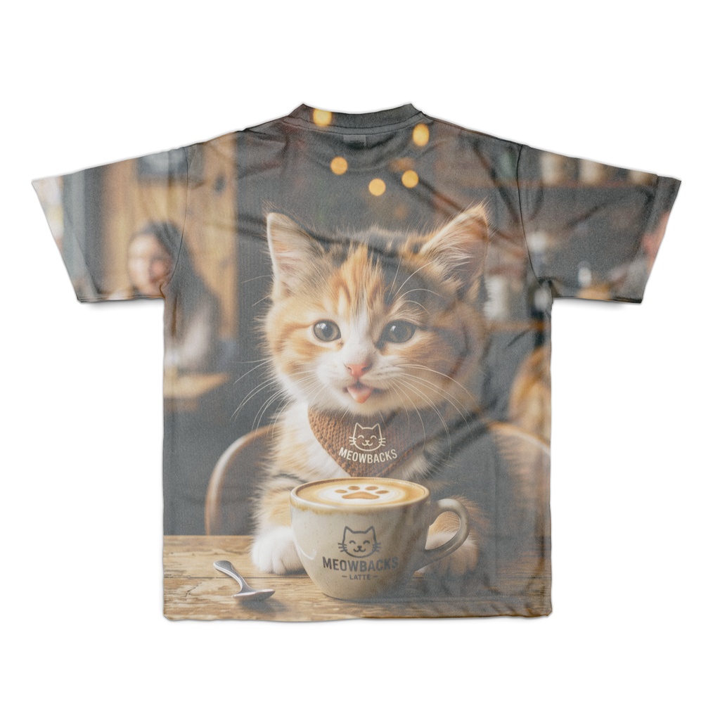 【両面フルグラフィックTシャツ】MEOWBACKS ネコバリスタ&カフェにゃんこ
