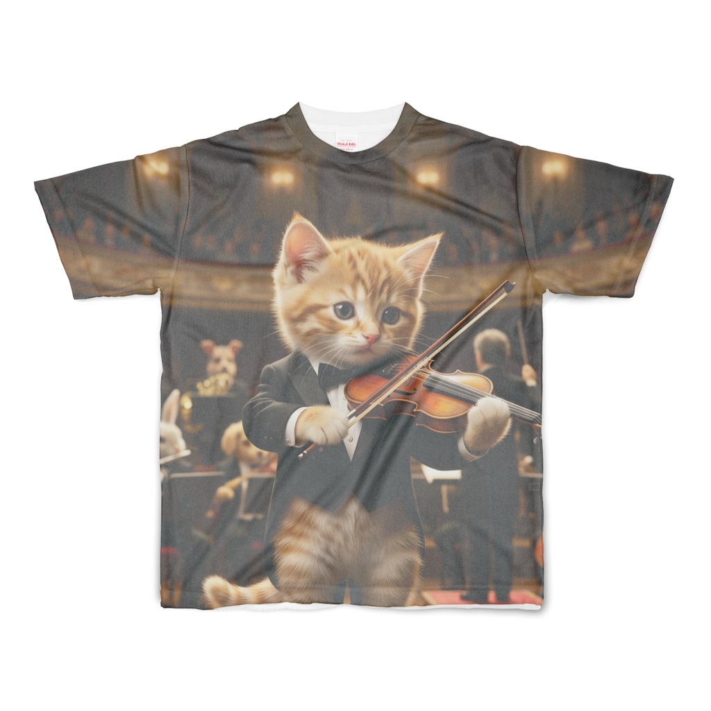 子猫のオーケストラ 〜Cat Orchestra〜 フルグラフィックTシャツ（指揮者 / バイオリン）