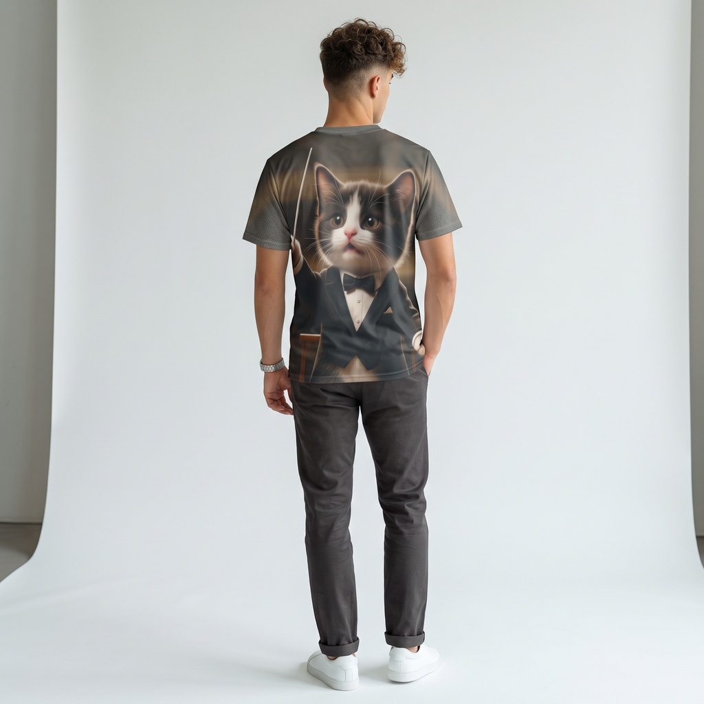 子猫のオーケストラ 〜Cat Orchestra〜 フルグラフィックTシャツ(指揮者 / バイオリン)