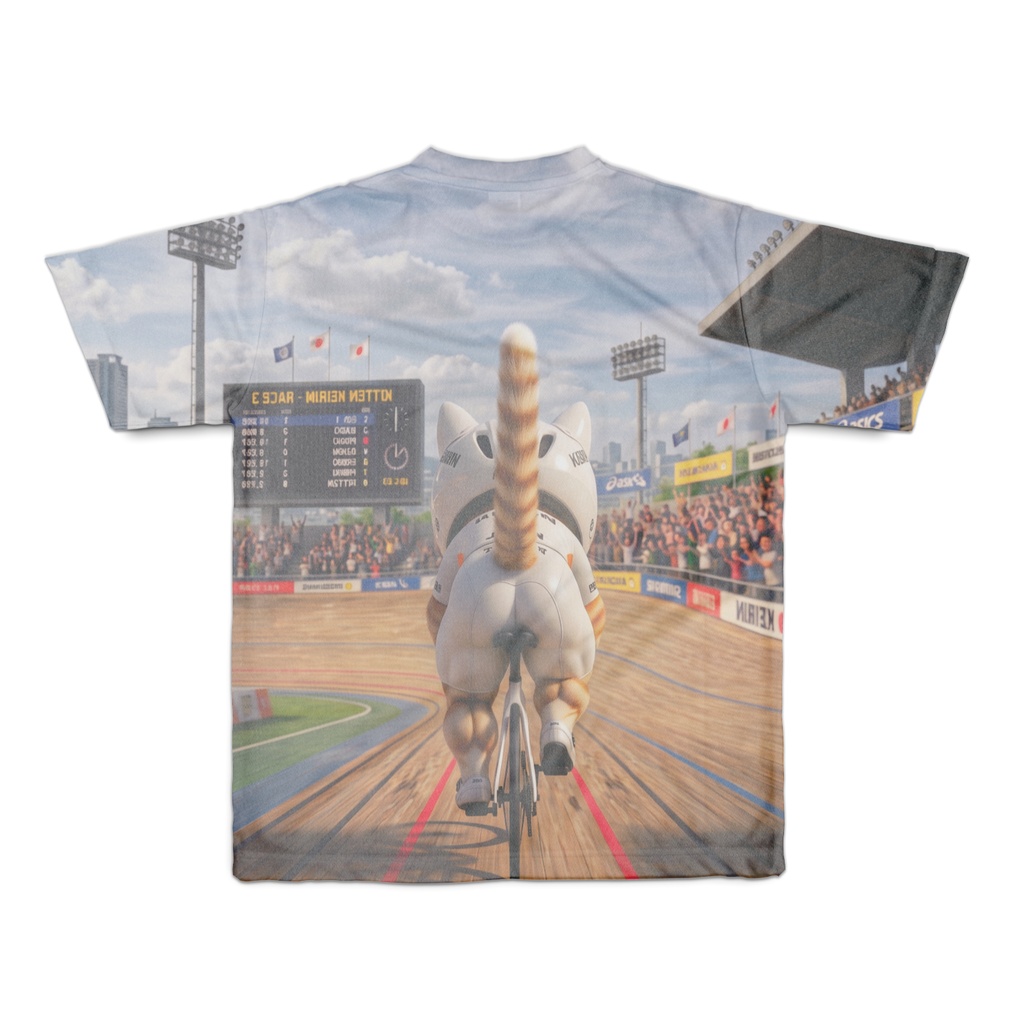 【圧倒的太もも】にゃんこ競輪グランプリ フルグラフィックTシャツ(前後デザイン)