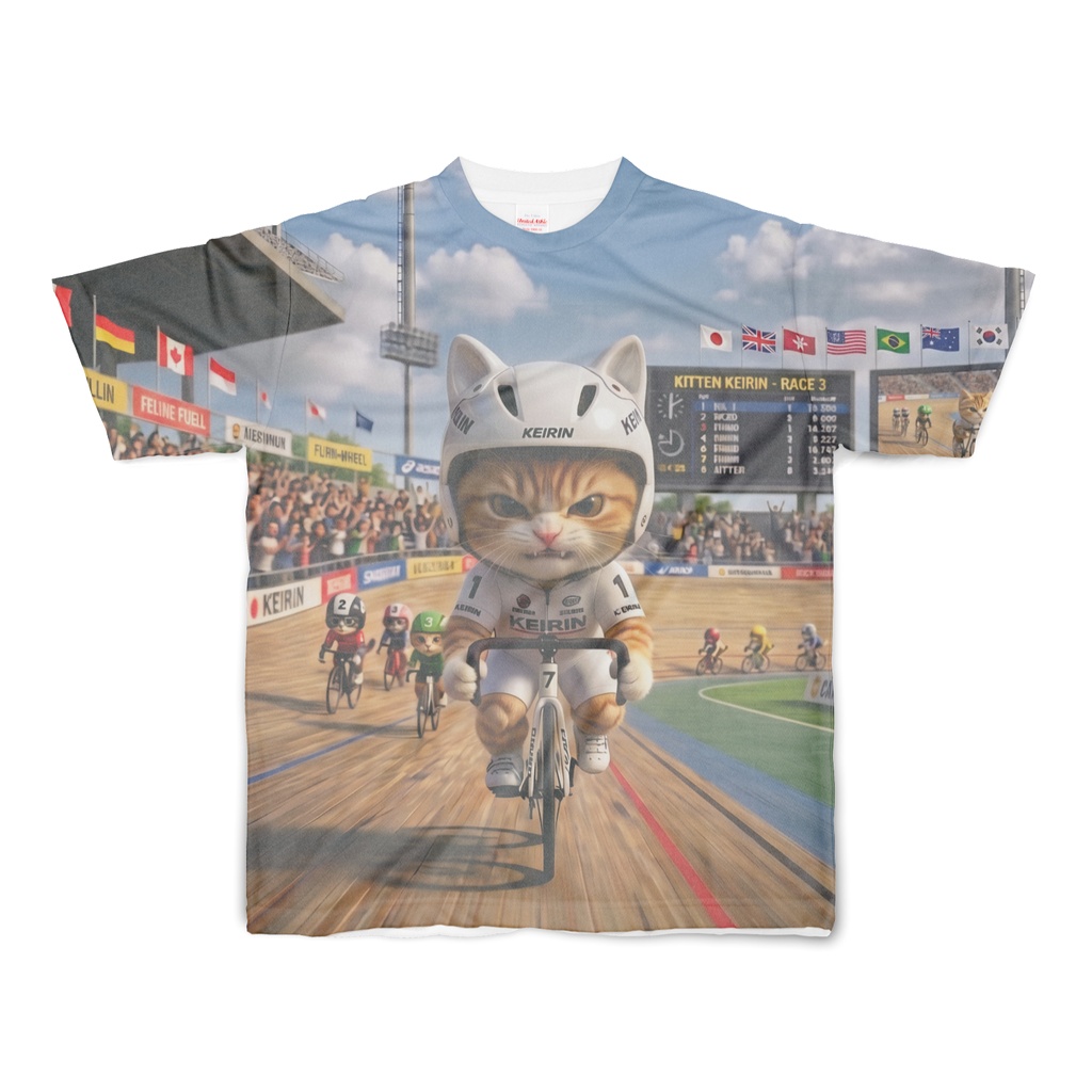 【圧倒的太もも】にゃんこ競輪グランプリ フルグラフィックTシャツ（前後デザイン）