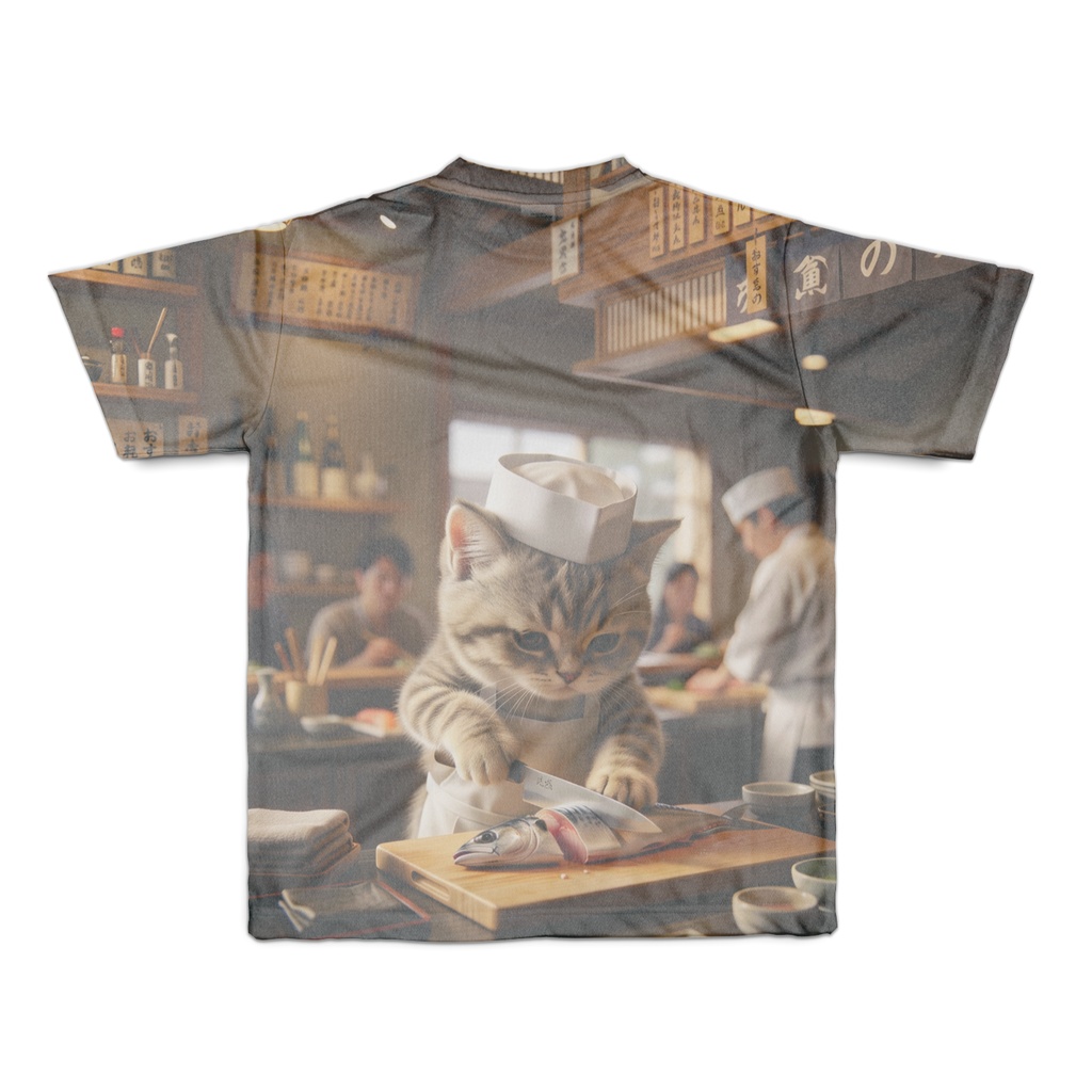 極上にゃんこ寿司 フルグラフィックTシャツ【表裏ストーリー仕立て】