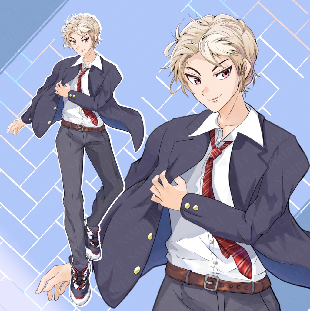 男子学生（制服） 立ち絵【表情差分6種＋通常の計7種】