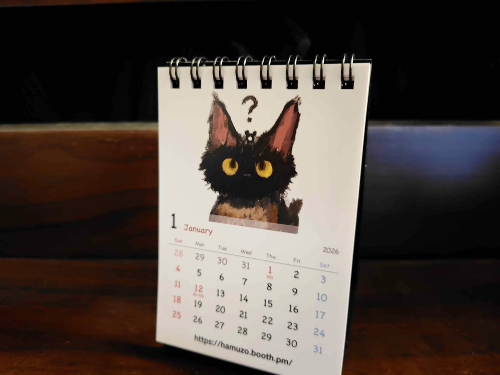 【数量限定】2026年卓上カレンダーA7サイズ_猫イラスト