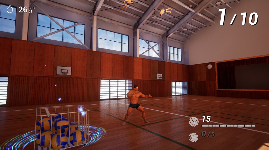 【Free DL】体育館の天井に挟まったマッチョを助けるゲーム