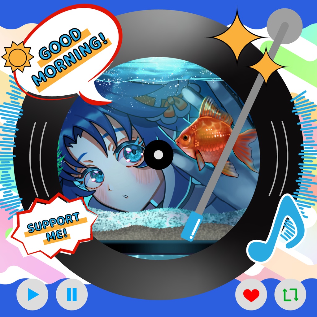 【無料配布】レコードプレーヤー風おはようVtuber素材