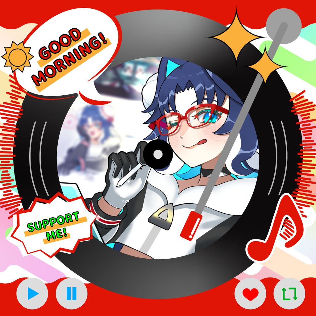 【無料配布】レコードプレーヤー風おはようVtuber素材