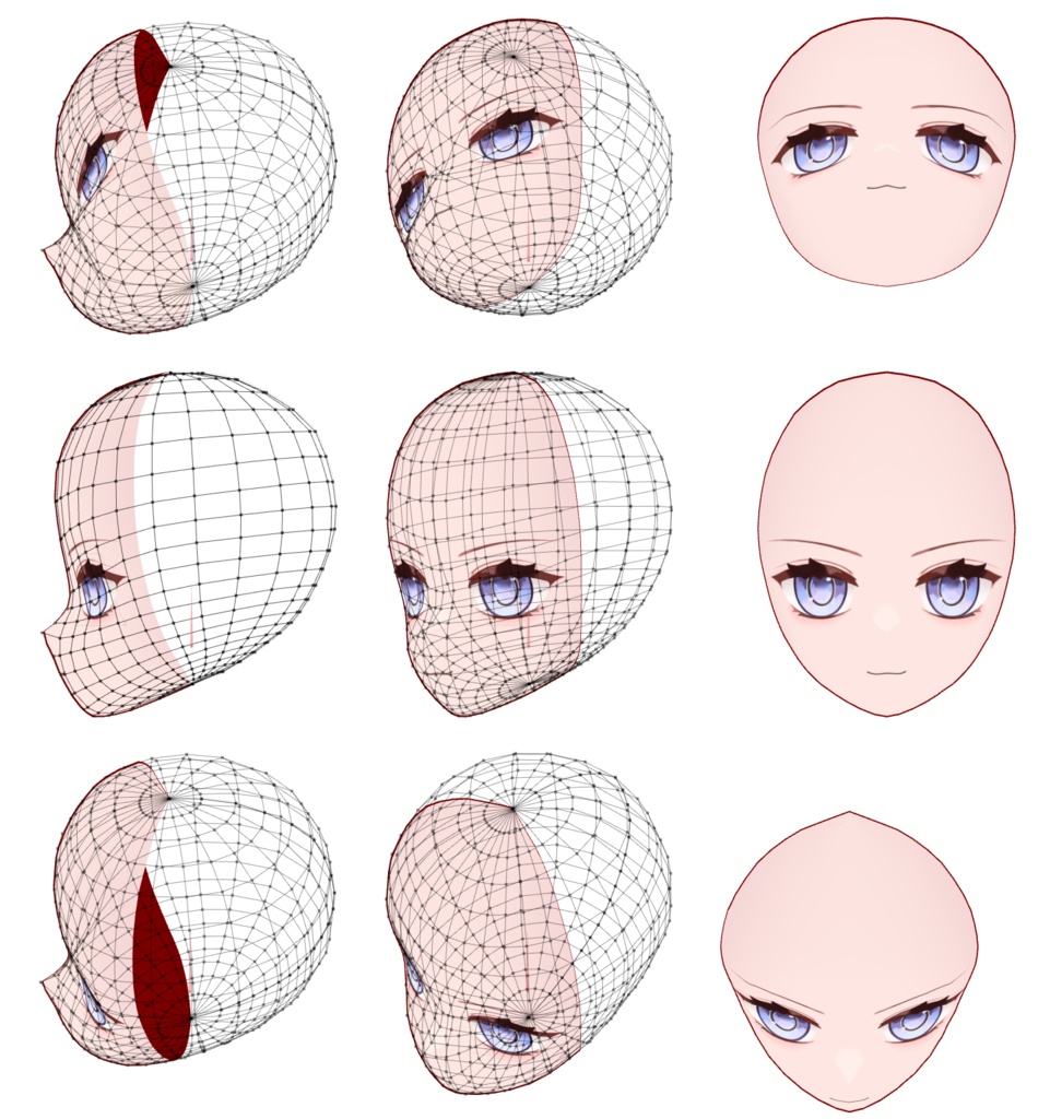 【Live2D Example】 3D head, YZ Angle flip, and wide head angle template