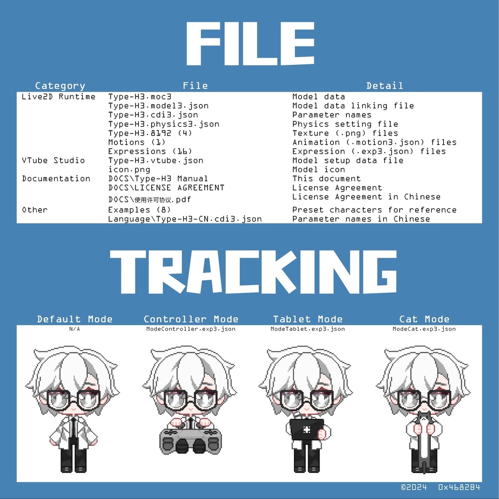 【Live2D】Customizable Pixel Model Type-H3 (V1.2)
