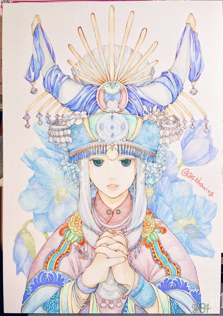 【イラスト】透明水彩-「Meconopsis」