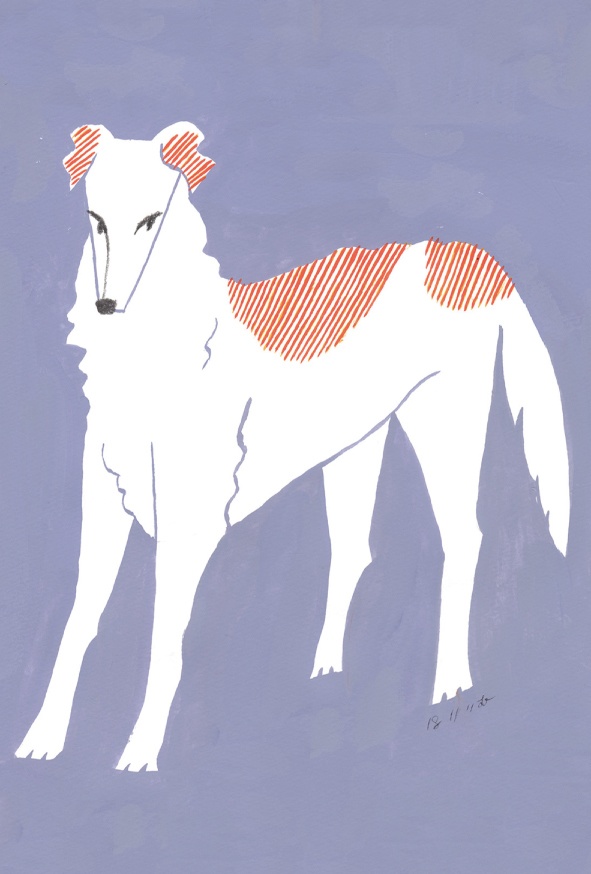 ボルゾイポストカード（パープル）