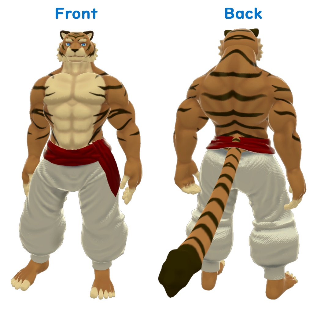 【VRChat想定】汎用ガチムチオスケモアバターシリーズ KFM-G-A001 "Tiger"