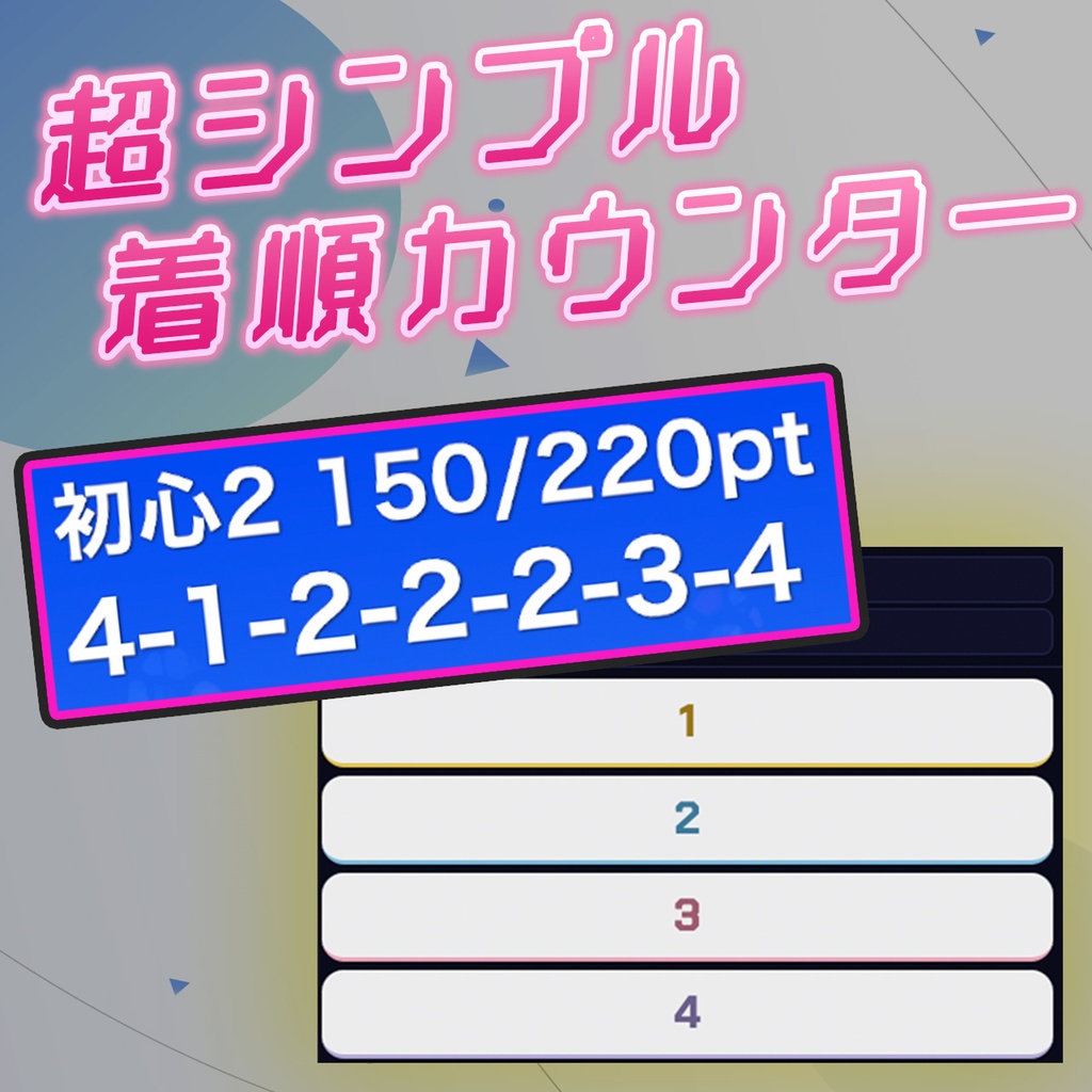 OBSツール　着順カウンター　シンプル　【麻雀】