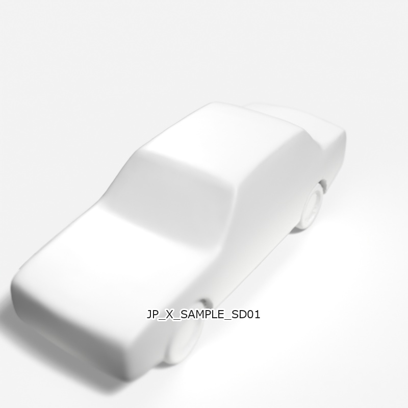 【無料サンプル】建築模型用 添景3Dデータ：セダン型車両（出力テスト用） [Free Sample] 3D Staffage Data for Architectural Scale Models: Sedan Car (Output Test)
