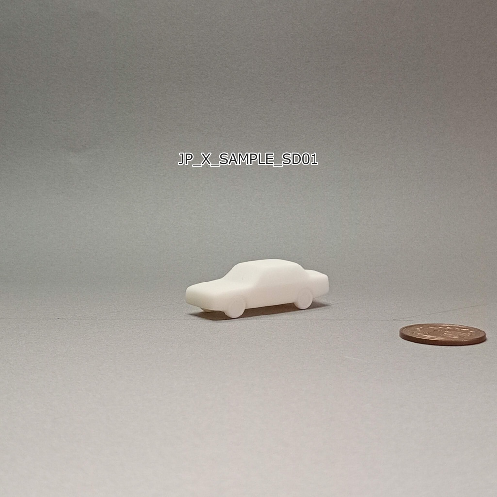 【無料サンプル】建築模型用 添景3Dデータ：セダン型車両（出力テスト用） [Free Sample] 3D Staffage Data for Architectural Scale Models: Sedan Car (Output Test)