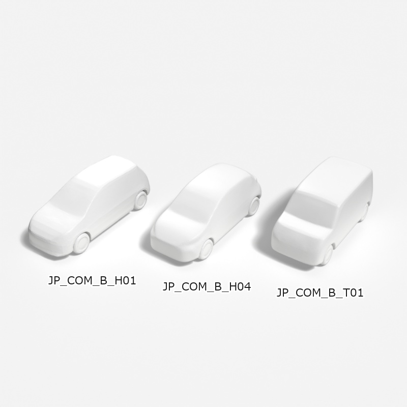 建築模型用 添景3Dデータ：コンパクトカー3台セット（Pack 01） 3D Staffage Data for Architectural Scale Models: Compact Cars 3-Piece Set (Pack 01)