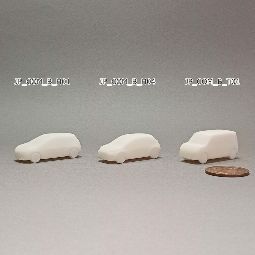 建築模型用 添景3Dデータ:コンパクトカー3台セット(Pack 01) 3D Staffage Data for Architectural Scale Models: Compact Cars 3-Piece Set (Pack 01)
