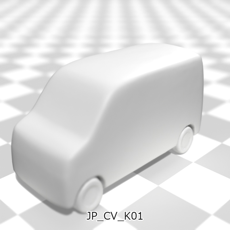 建築模型用 添景3Dデータ:軽商用車3台セット(Pack 01) 3D Staffage Data for Architectural Scale Models: Light Commercial Vehicles 3-Piece Set (Pack 01)