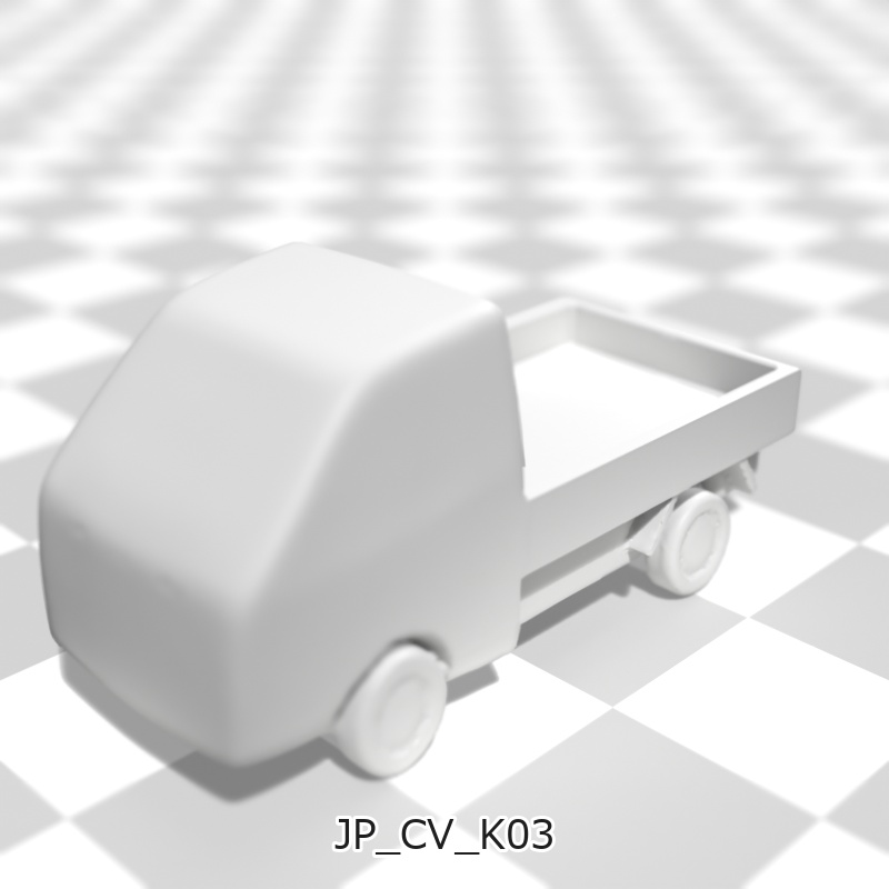 建築模型用 添景3Dデータ:軽商用車3台セット(Pack 01) 3D Staffage Data for Architectural Scale Models: Light Commercial Vehicles 3-Piece Set (Pack 01)