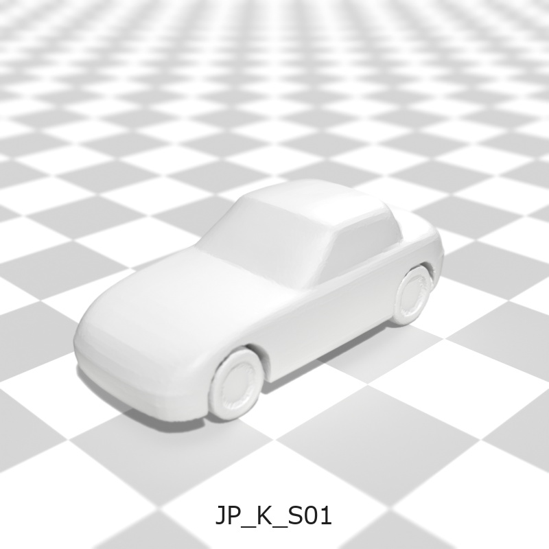 建築模型用 添景3Dデータ:軽自動車3台セット(Pack 01) 3D Staffage Data for Architectural Scale Models: Kei Cars 3-Piece Set (Pack 01)