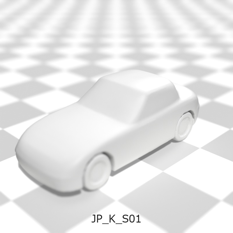 建築模型用 添景3Dデータ:軽自動車3台セット(Pack 01) 3D Staffage Data for Architectural Scale Models: Kei Cars 3-Piece Set (Pack 01)