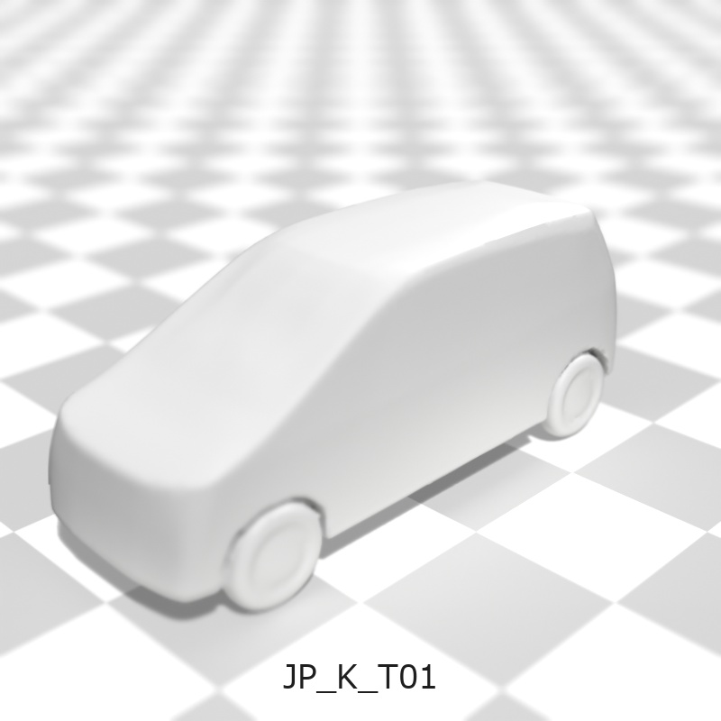 建築模型用 添景3Dデータ:軽自動車3台セット(Pack 01) 3D Staffage Data for Architectural Scale Models: Kei Cars 3-Piece Set (Pack 01)