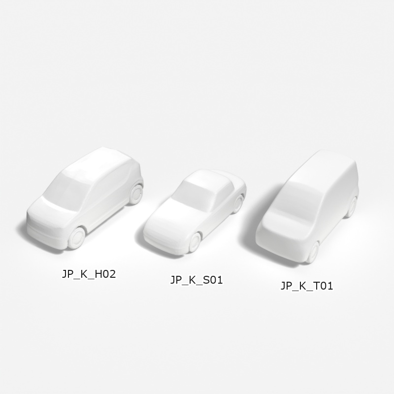 建築模型用 添景3Dデータ:軽自動車3台セット(Pack 01) 3D Staffage Data for Architectural Scale Models: Kei Cars 3-Piece Set (Pack 01)