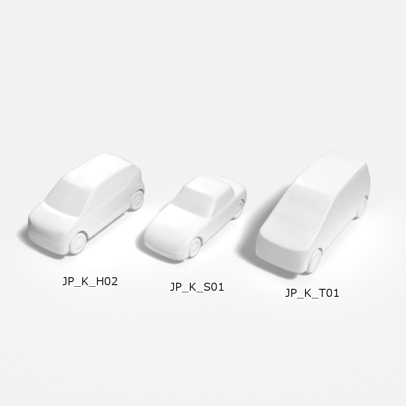建築模型用 添景3Dデータ：軽自動車3台セット（Pack 01） 3D Staffage Data for Architectural Scale Models: Kei Cars 3-Piece Set (Pack 01)