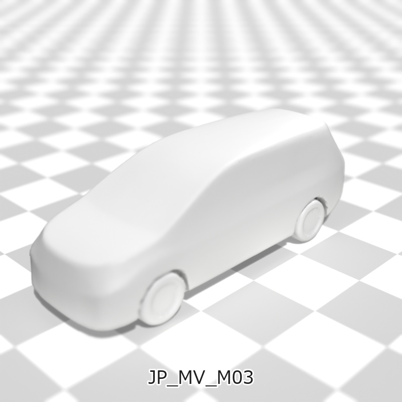 建築模型用 添景3Dデータ:ミニバン3台セット(Pack 01) 3D Staffage Data for Architectural Scale Models: Minivans 3-Piece Set (Pack 01)