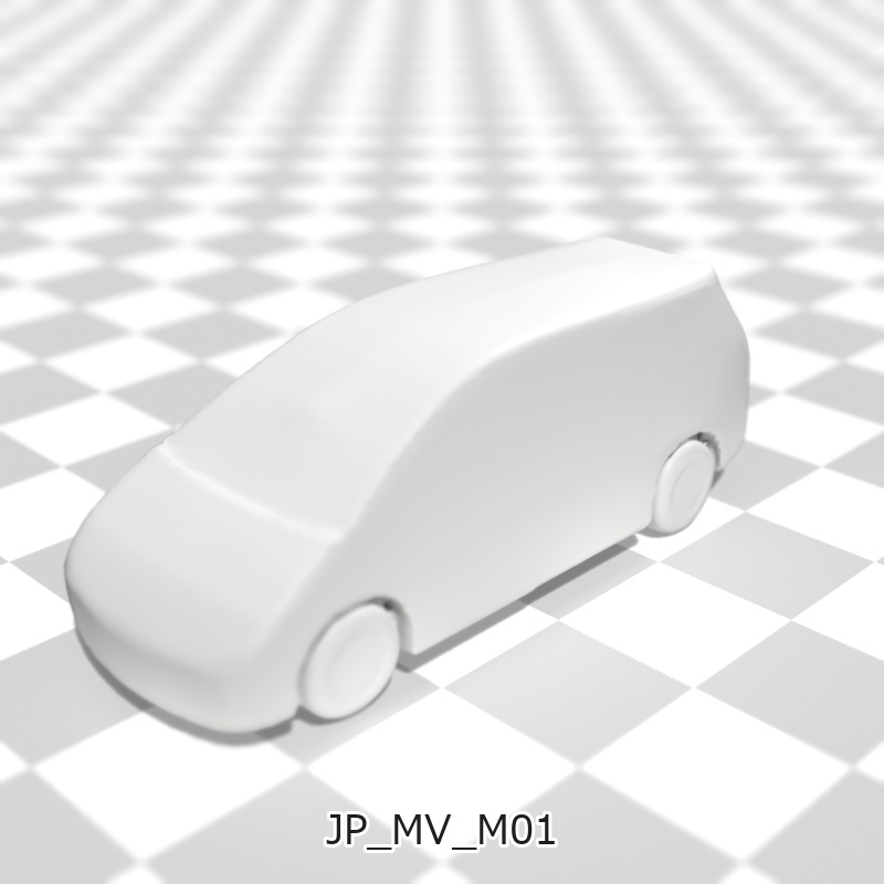 建築模型用 添景3Dデータ:ミニバン3台セット(Pack 01) 3D Staffage Data for Architectural Scale Models: Minivans 3-Piece Set (Pack 01)