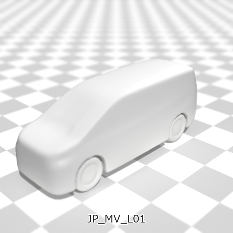 建築模型用 添景3Dデータ:ミニバン3台セット(Pack 01) 3D Staffage Data for Architectural Scale Models: Minivans 3-Piece Set (Pack 01)
