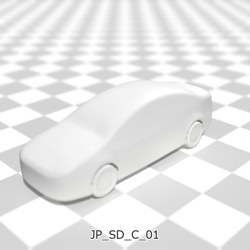 建築模型用 添景3Dデータ:セダン3台セット(Pack 01) 3D Staffage Data for Architectural Scale Models: Sedan Cars 3-Piece Set (Pack 01)