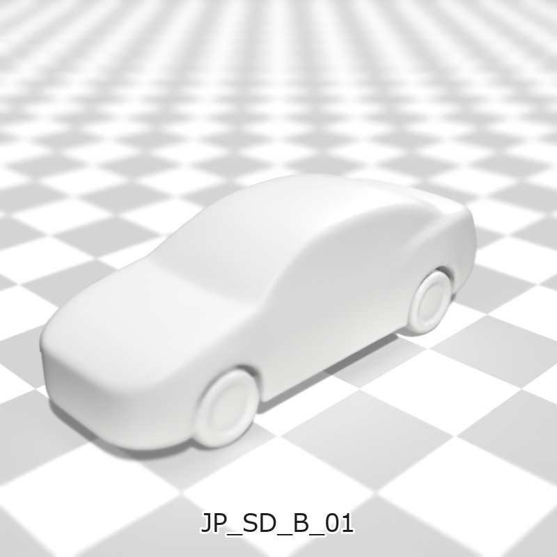 建築模型用 添景3Dデータ:セダン3台セット(Pack 01) 3D Staffage Data for Architectural Scale Models: Sedan Cars 3-Piece Set (Pack 01)