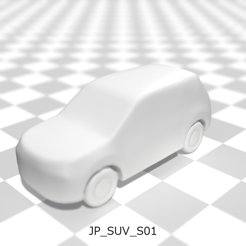 建築模型用 添景3Dデータ:都市型SUV3台セット(Pack 01) 3D Staffage Data for Architectural Scale Models: Urban SUVs 3-Piece Set (Pack 01)