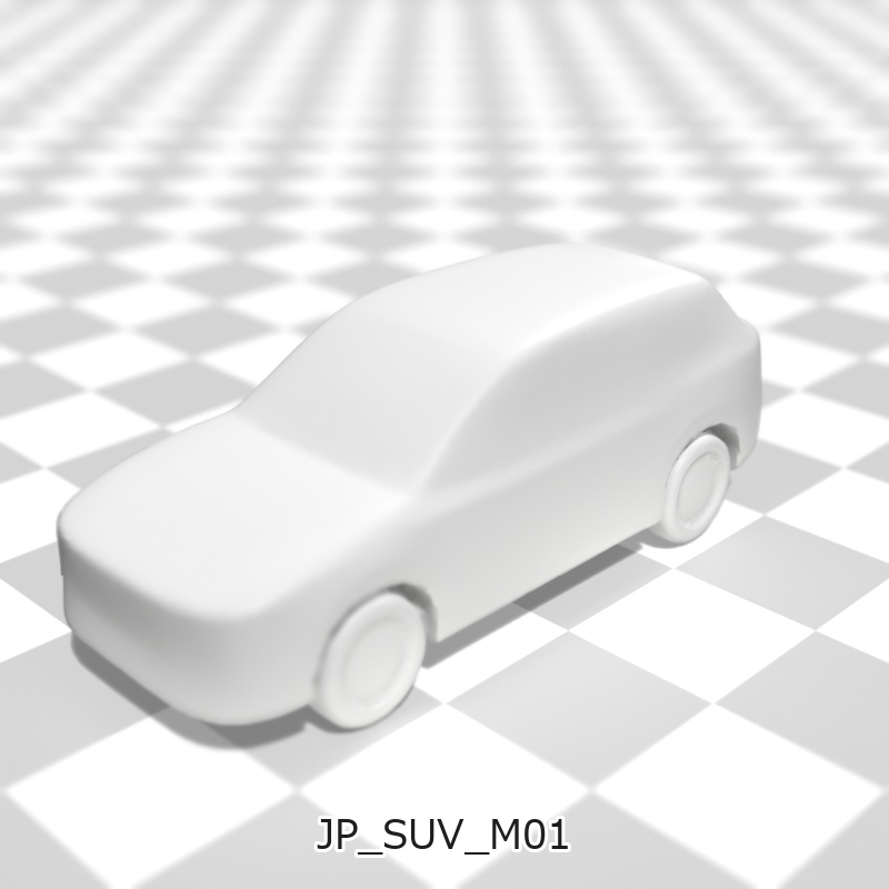 建築模型用 添景3Dデータ:都市型SUV3台セット(Pack 01) 3D Staffage Data for Architectural Scale Models: Urban SUVs 3-Piece Set (Pack 01)